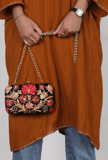 Black velvety rectangular clutch